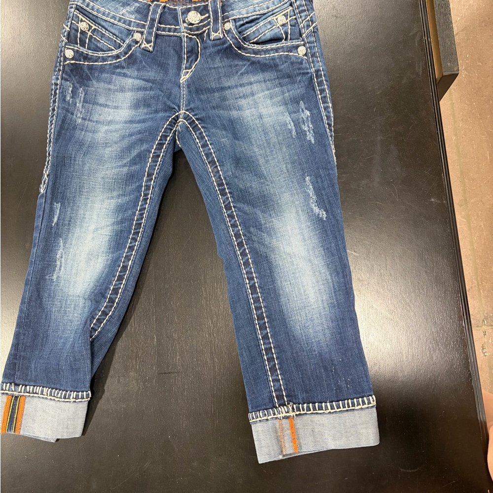 Rock Revival Distressed Blue Cropped Jeans